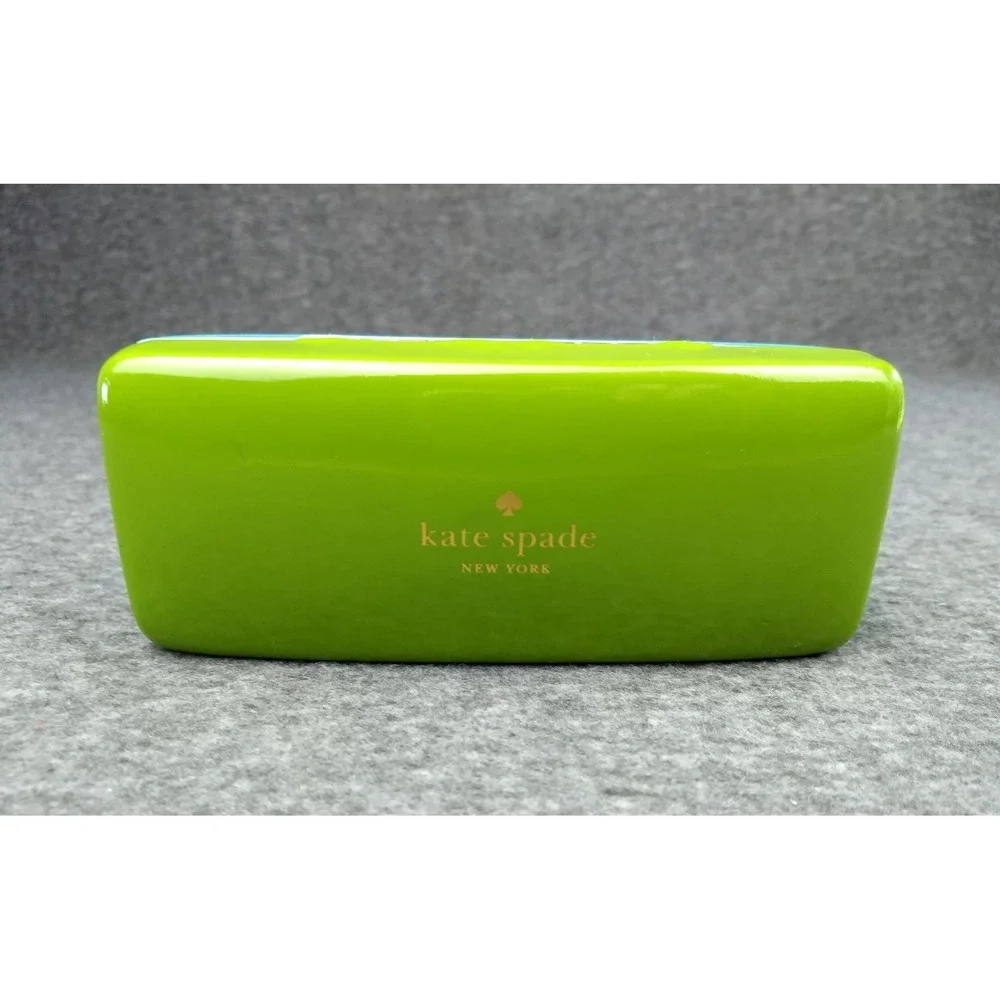 Kate Spade NY Eyeglasses Sunglasses Case Green & Blue Hard Clamshell Eyes Inside